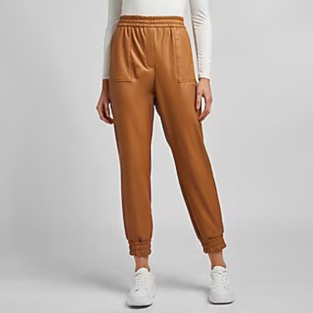 LIKE NEW! Express Camel Faux Leather Joggers
